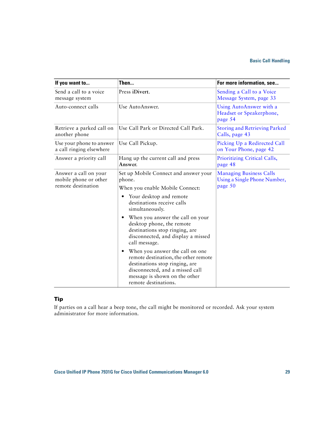 Cisco Systems 7931G manual Answer 