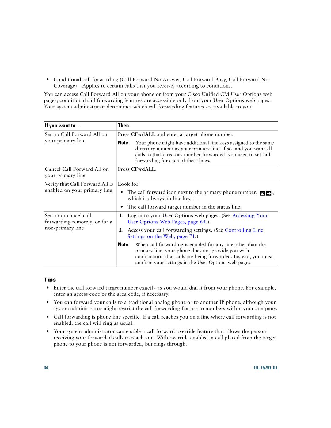 Cisco Systems 7931G manual User Options Web Pages, Settings on the Web 