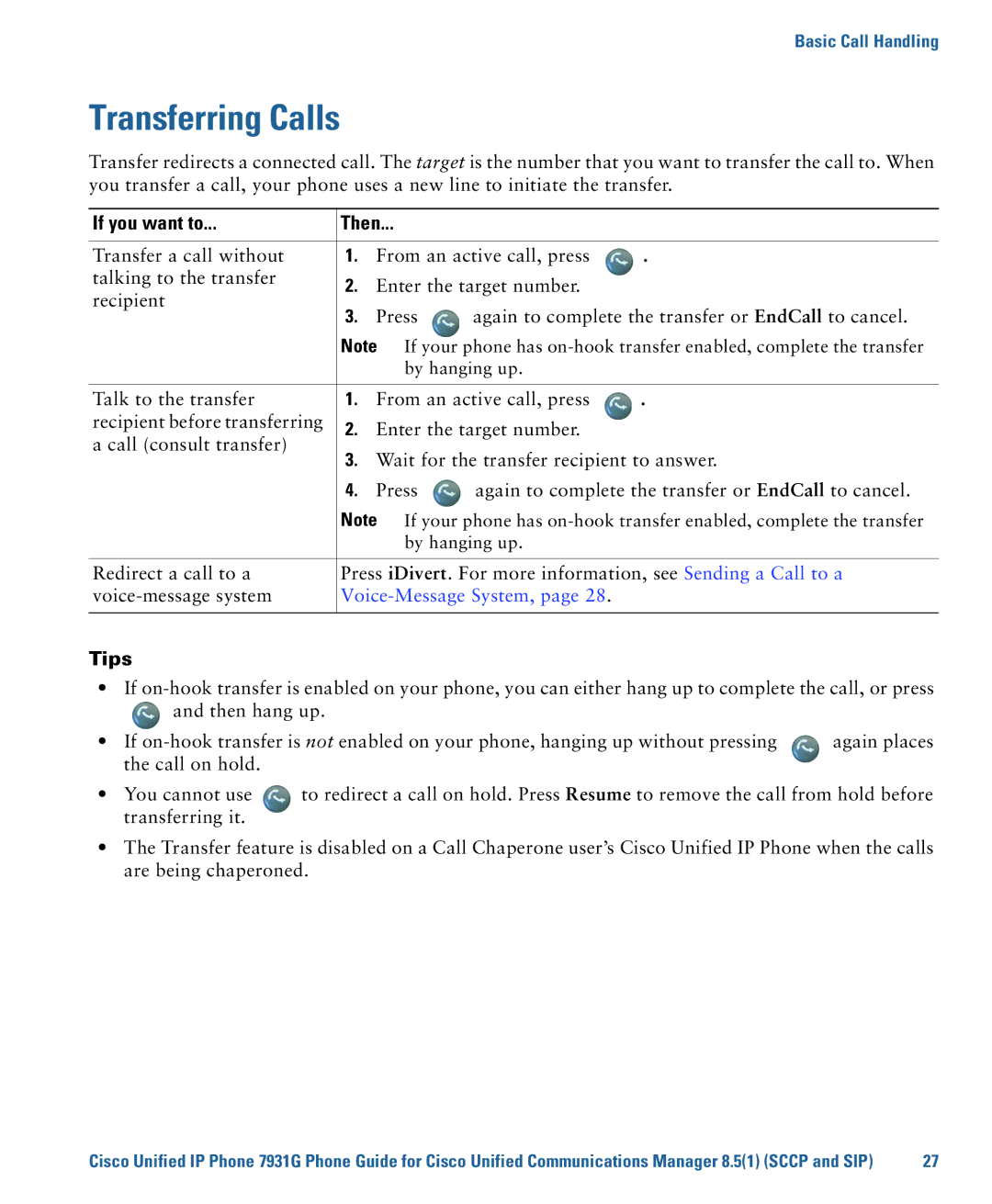 Cisco Systems 7931G manual Transferring Calls, Voice-Message System 