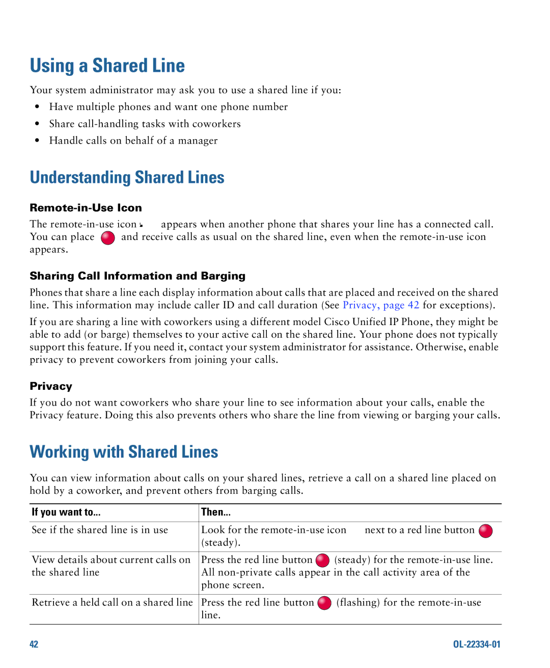 Cisco Systems 7931G manual Using a Shared Line, Understanding Shared Lines, Working with Shared Lines 