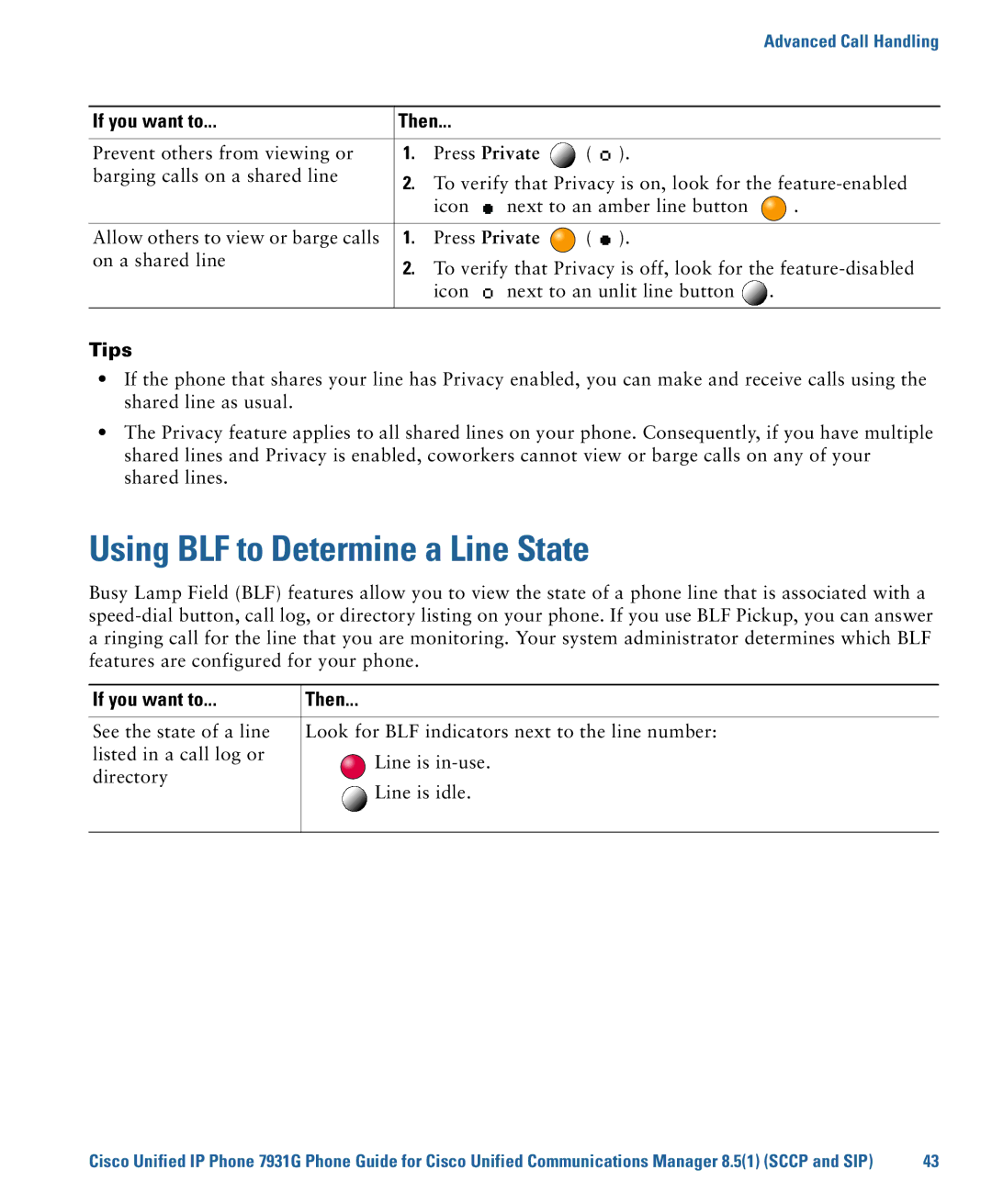 Cisco Systems 7931G manual Using BLF to Determine a Line State, Press Private 