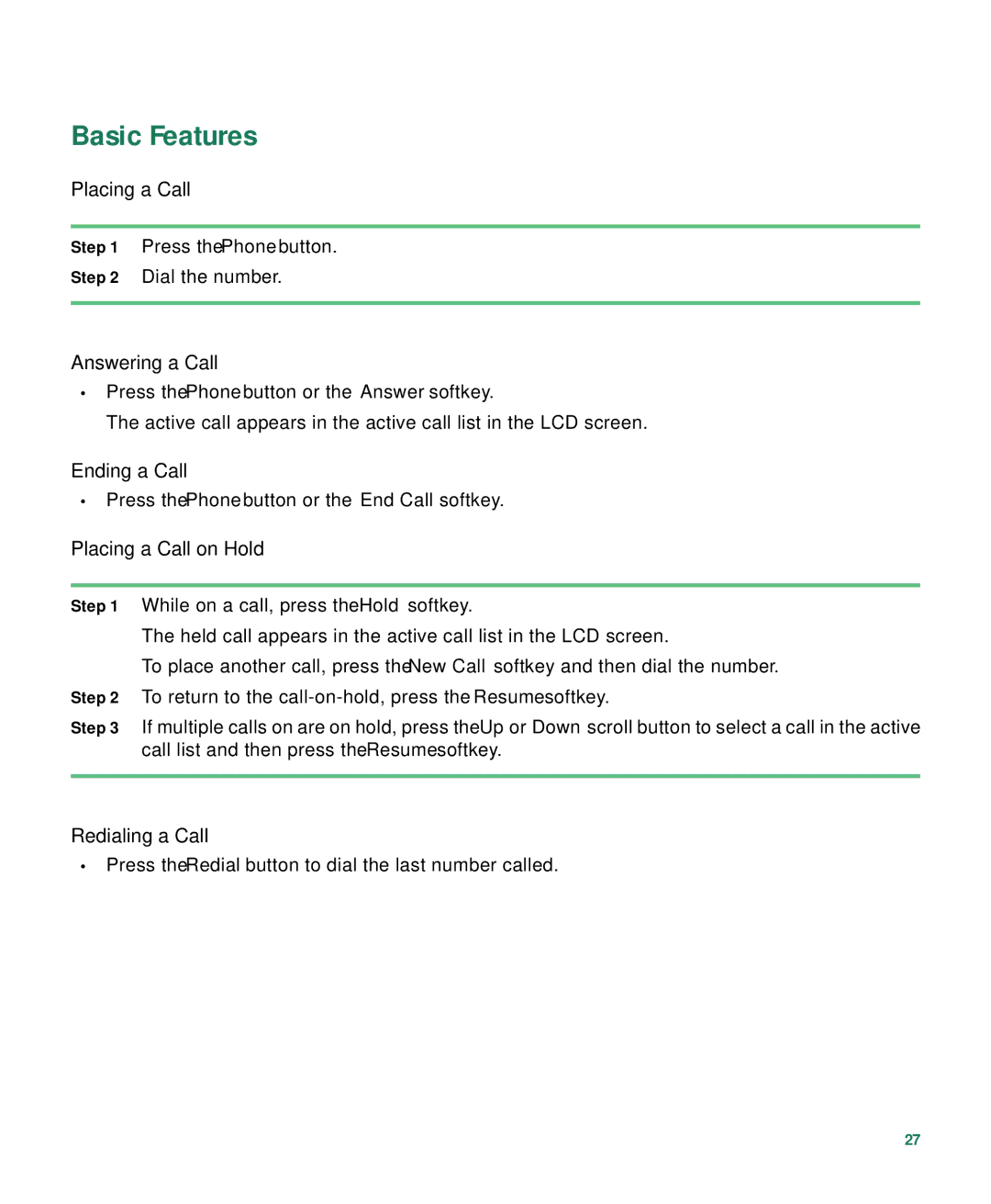 Cisco Systems 7936 warranty Basic Features 