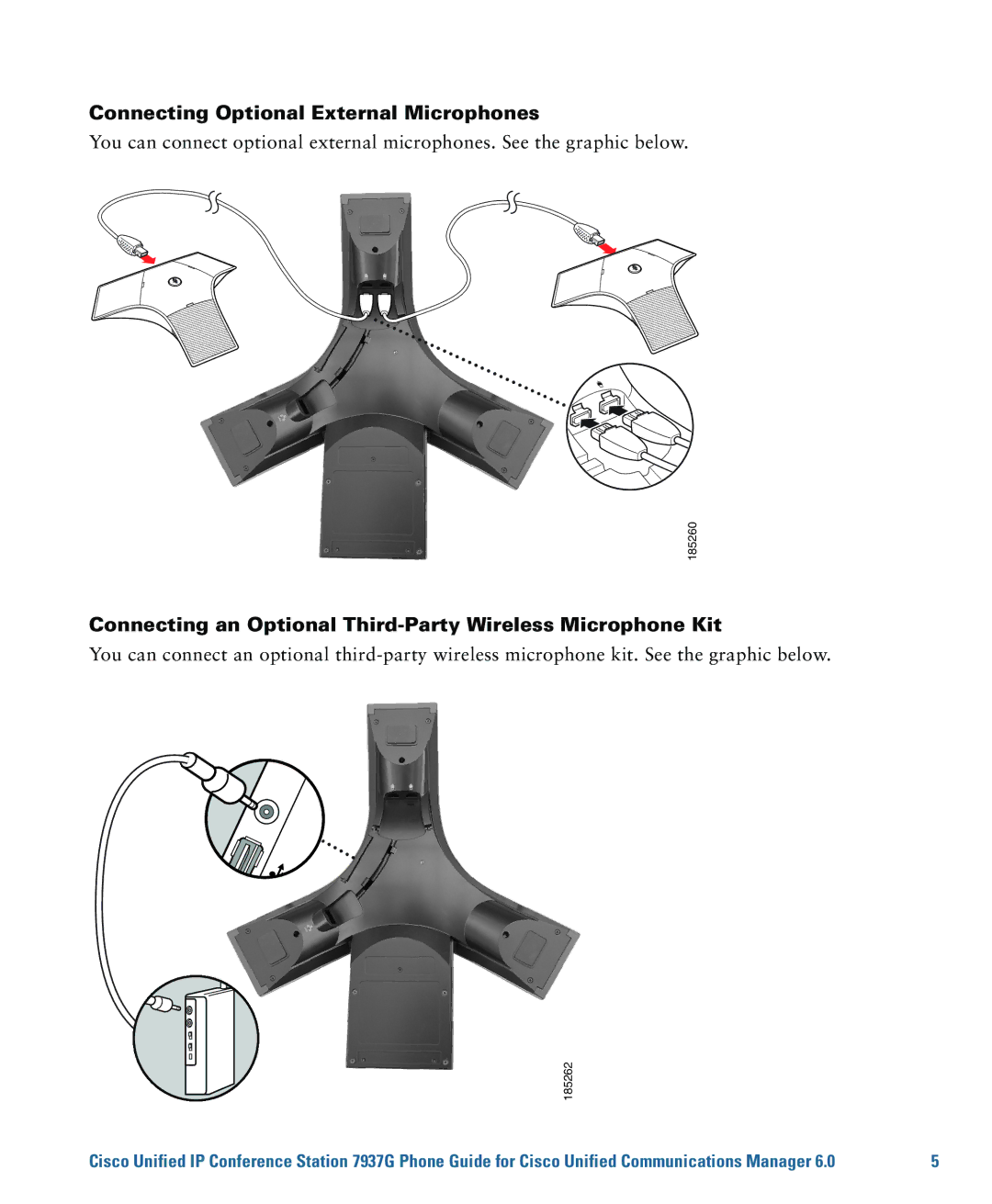 Cisco Systems 7937G Connecting Optional External Microphones, Connecting an Optional Third-Party Wireless Microphone Kit 