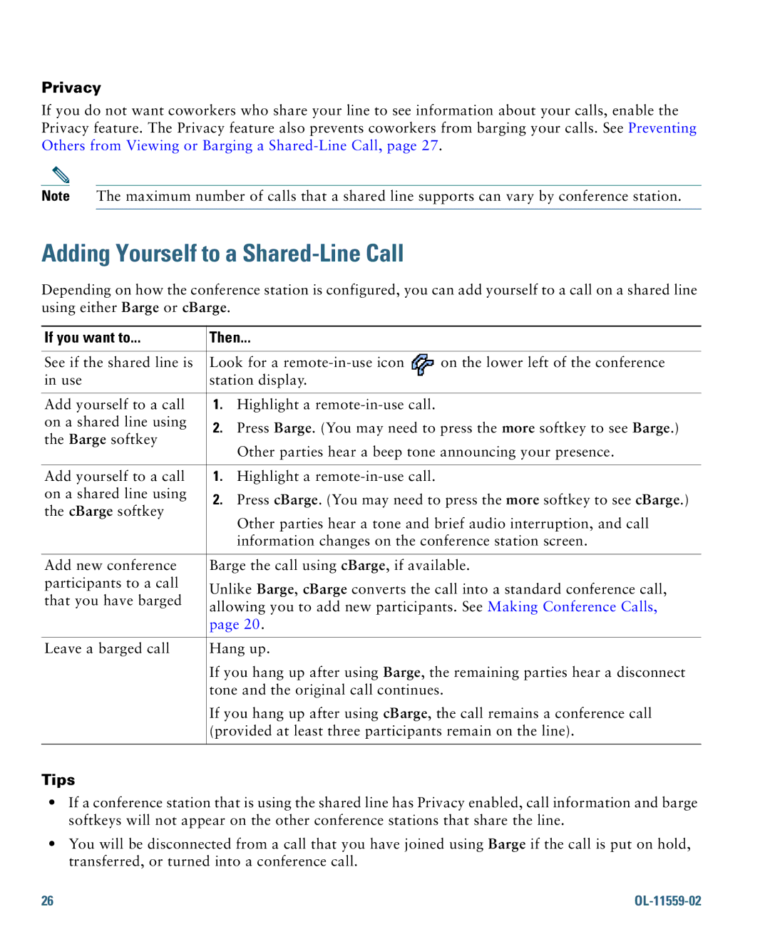 Cisco Systems 7937G warranty Adding Yourself to a Shared-Line Call, Privacy 