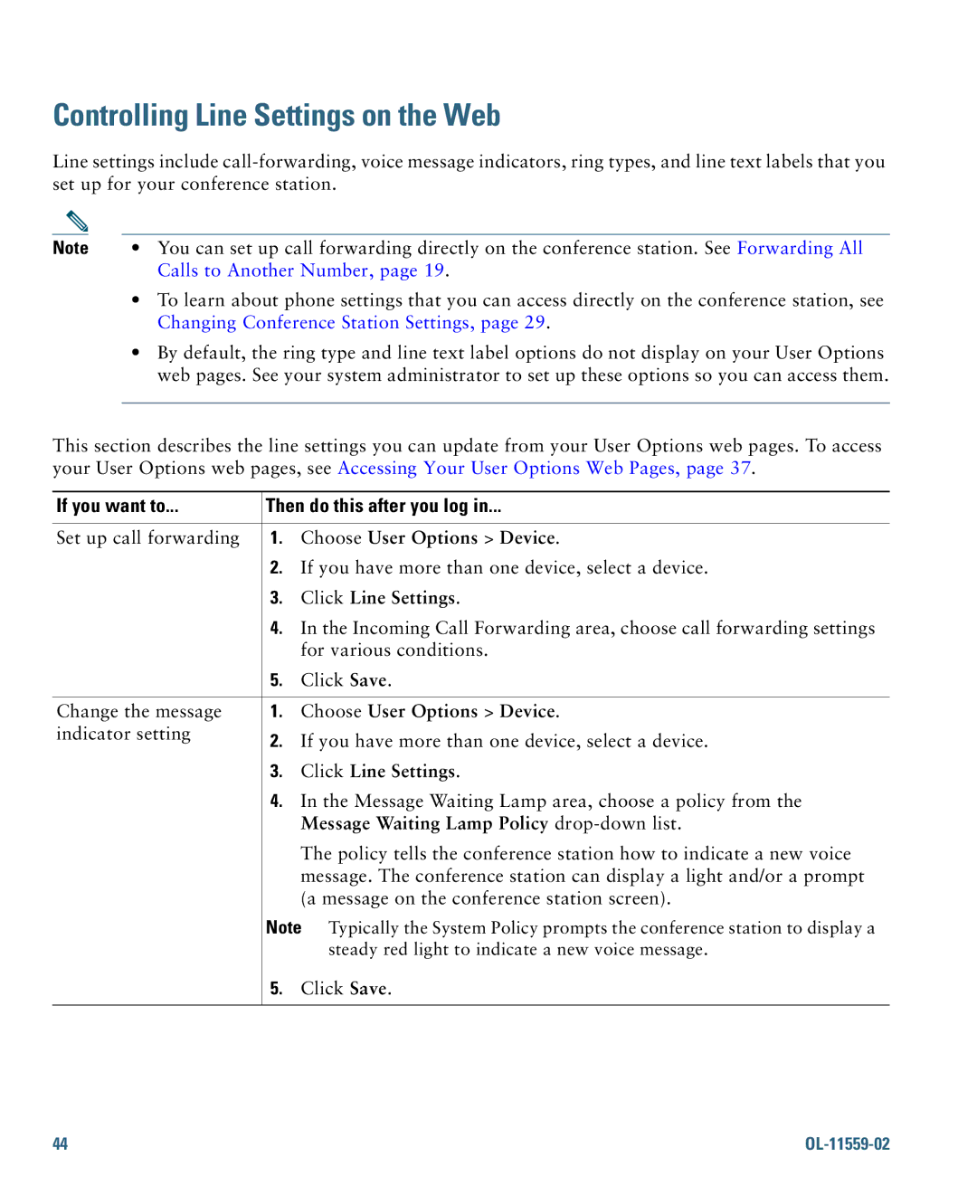 Cisco Systems 7937G Controlling Line Settings on the Web, Calls to Another Number, Changing Conference Station Settings 