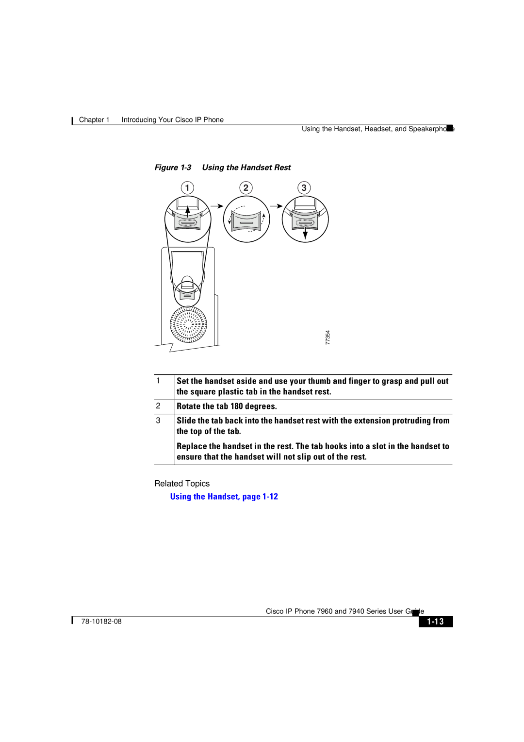 Cisco Systems 7960, 7940 manual 123, Using the Handset 