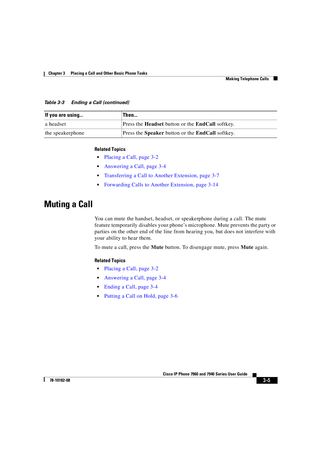 Cisco Systems 7960, 7940 manual Muting a Call 