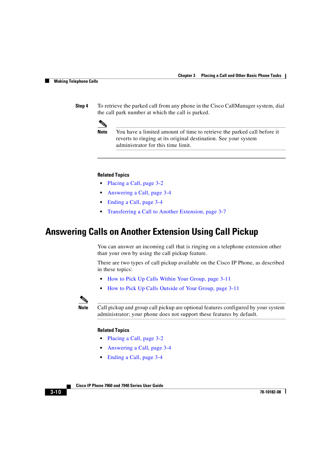 Cisco Systems 7940 Answering Calls on Another Extension Using Call Pickup, Placing a Call, Answering a Call, Ending a Call 