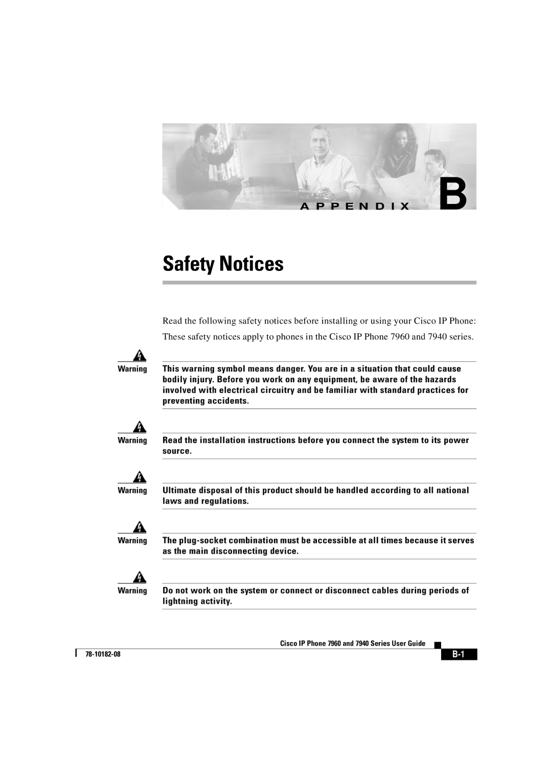 Cisco Systems 7960, 7940 manual Safety Notices 