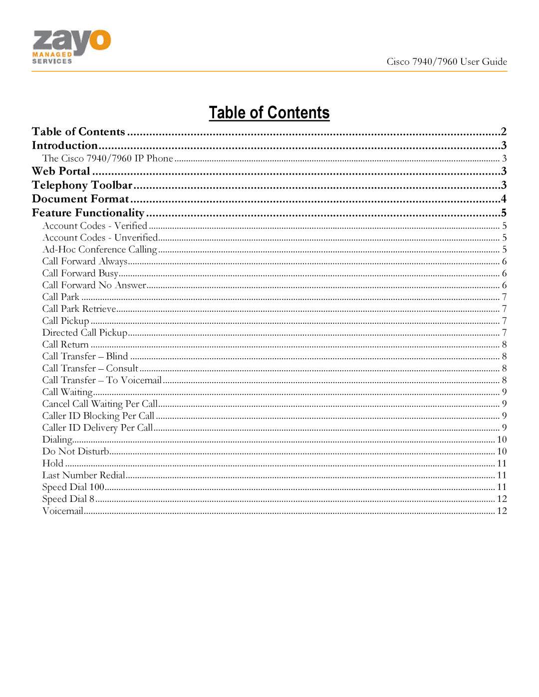 Cisco Systems 7940/7960 manual Table of Contents 