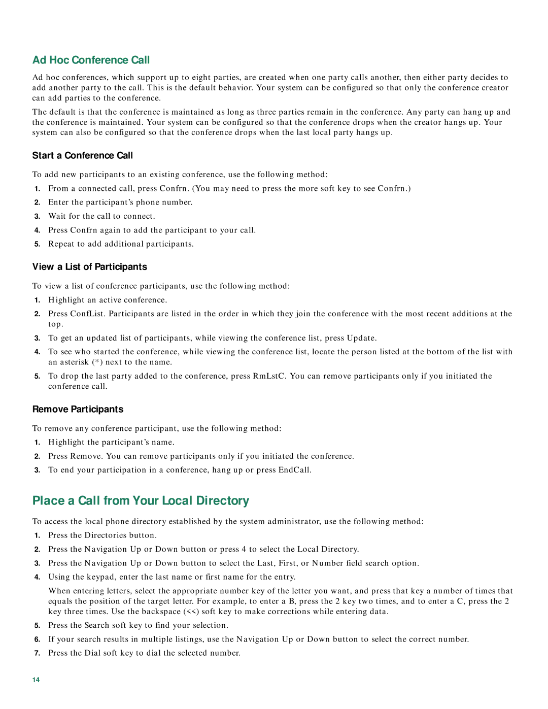 Cisco Systems 7960G, 7941G, 7961G, 7912G, 7906G, 7911G manual Place a Call from Your Local Directory, Ad Hoc Conference Call 