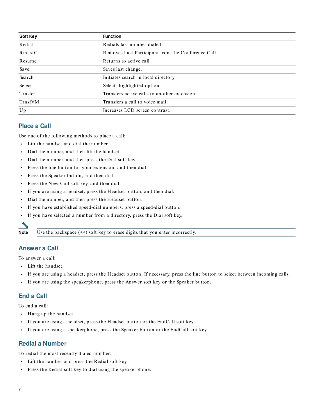 Cisco Systems 7962G, 7942G manual Place a Call, Answer a Call, End a Call, Redial a Number 