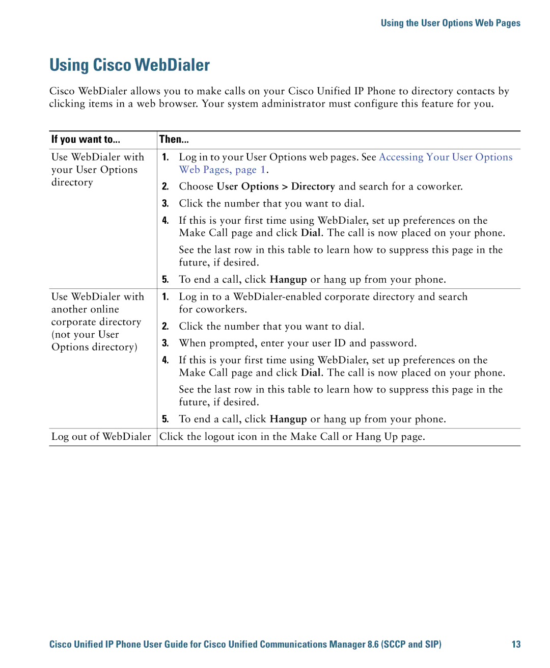 Cisco Systems 7942G manual Using Cisco WebDialer, Web Pages 