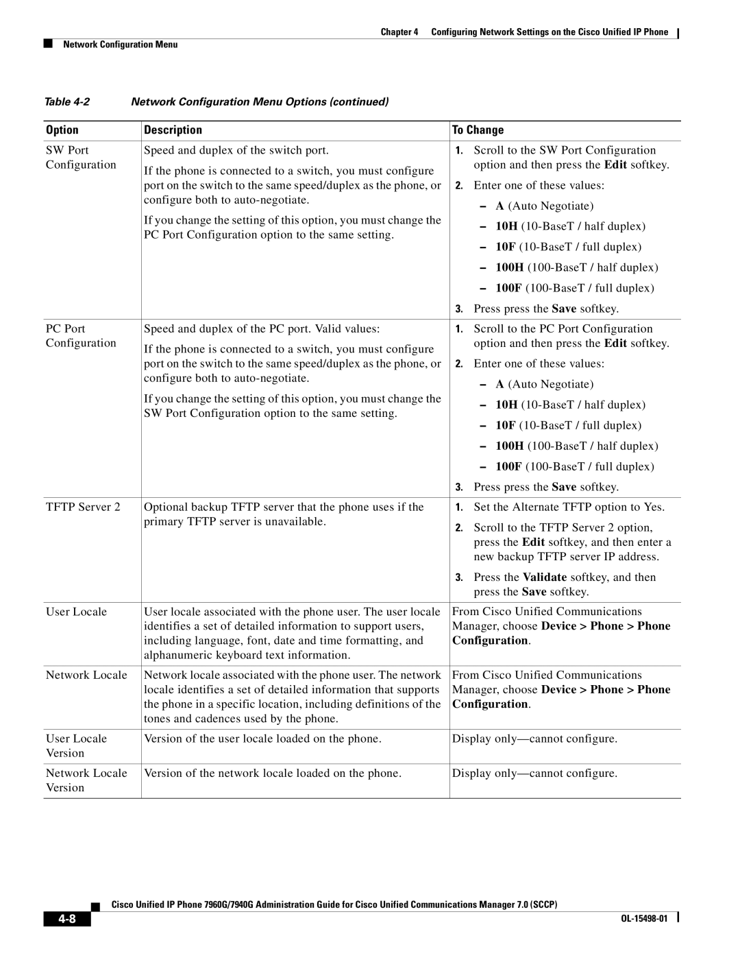 Cisco Systems 7960G, 7940G manual Including language, font, date and time formatting 