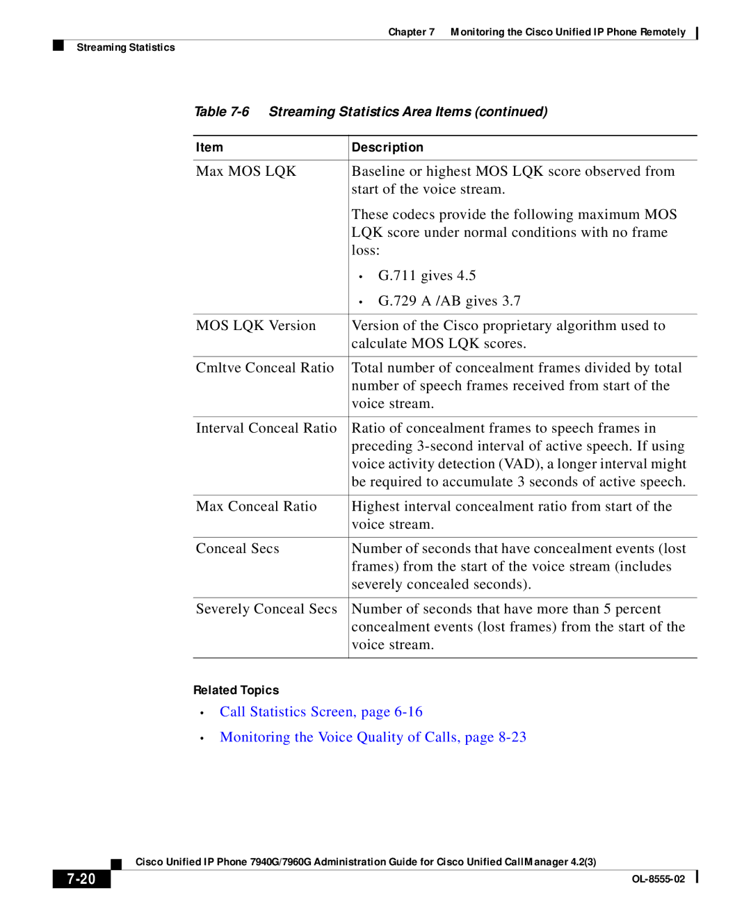 Cisco Systems 7960G manual Related Topics 