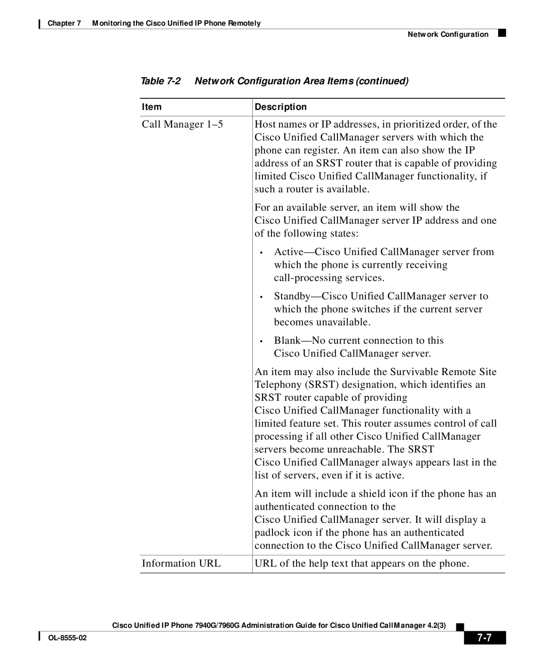 Cisco Systems 7960G manual Description 