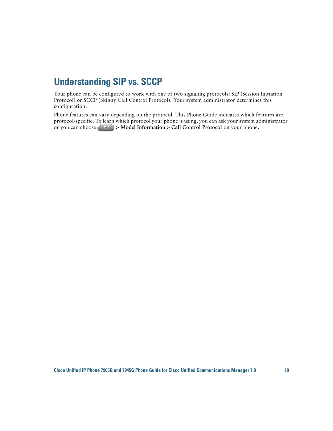 Cisco Systems 7945G, 7965G manual Understanding SIP vs. Sccp 