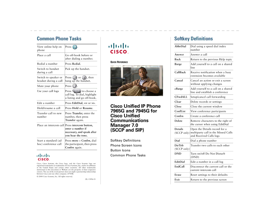 Cisco Systems 7945G, 7965G manual Common Phone Tasks 