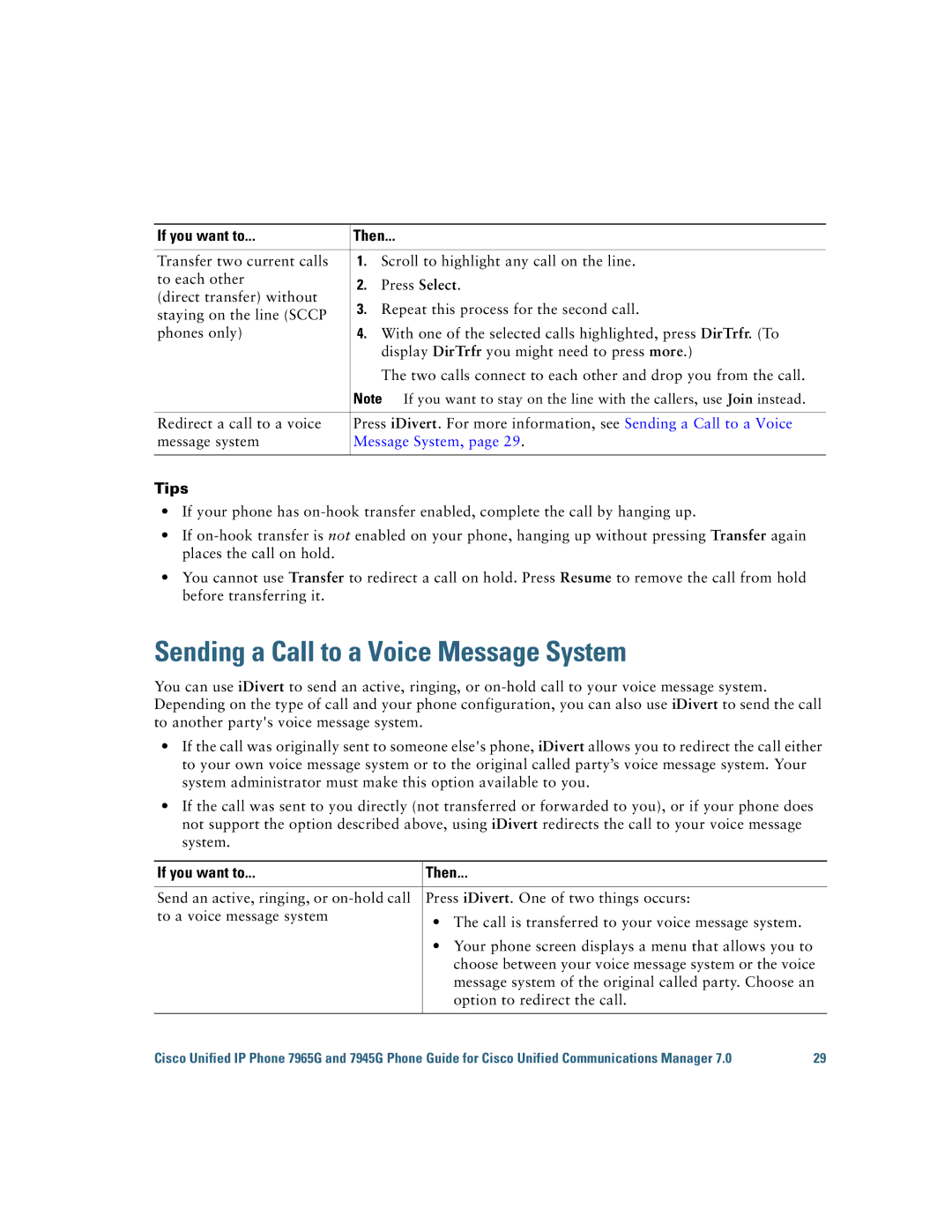 Cisco Systems 7945G, 7965G manual Sending a Call to a Voice Message System 