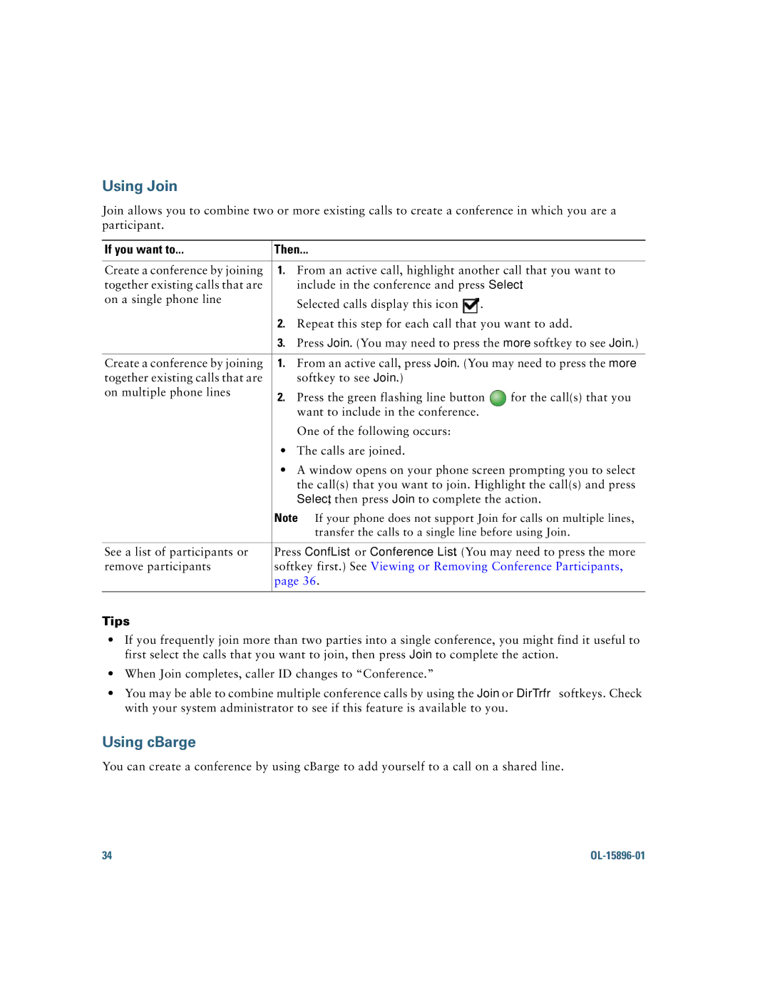 Cisco Systems 7965G, 7945G manual Using Join 