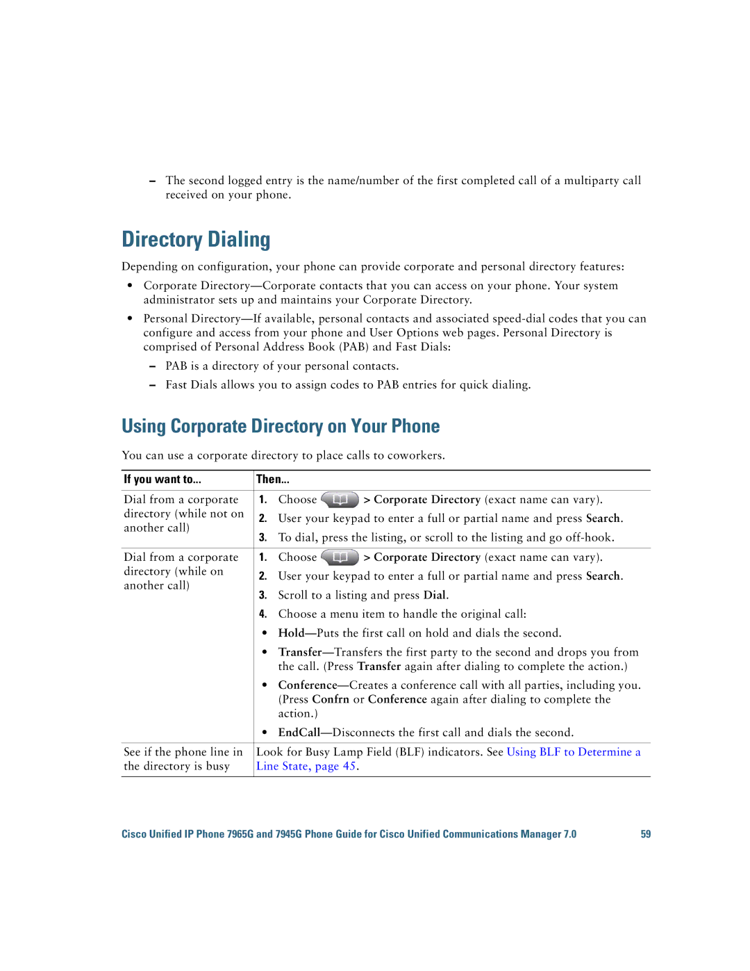 Cisco Systems 7945G, 7965G manual Directory Dialing, Using Corporate Directory on Your Phone, Dial from a corporate Choose 