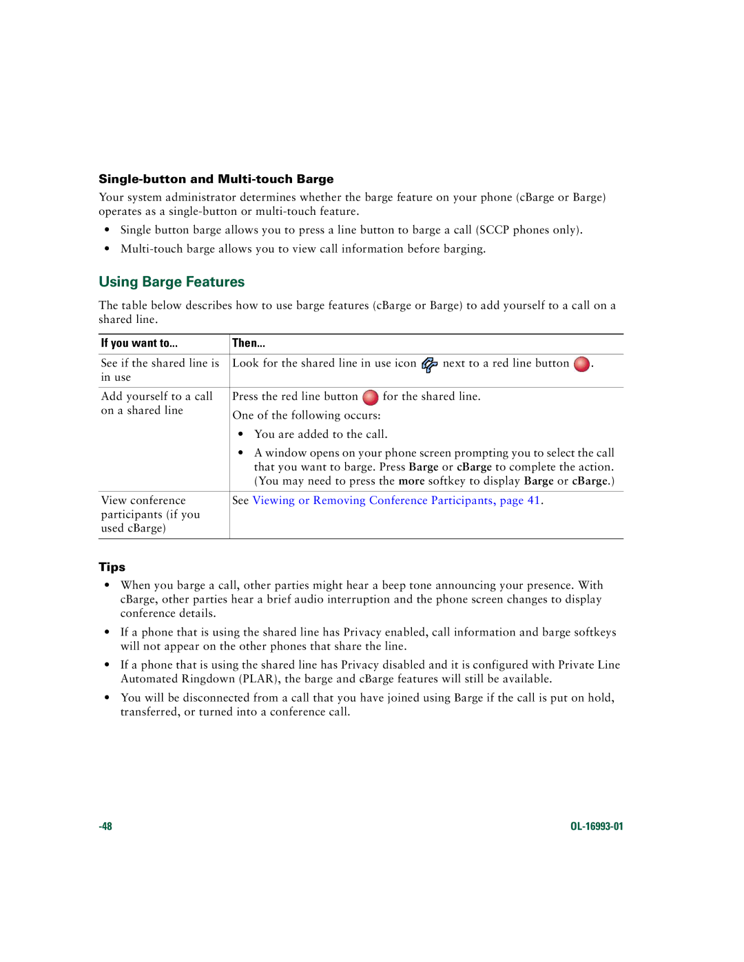 Cisco Systems 7970 Series manual Using Barge Features, Single-button and Multi-touch Barge 