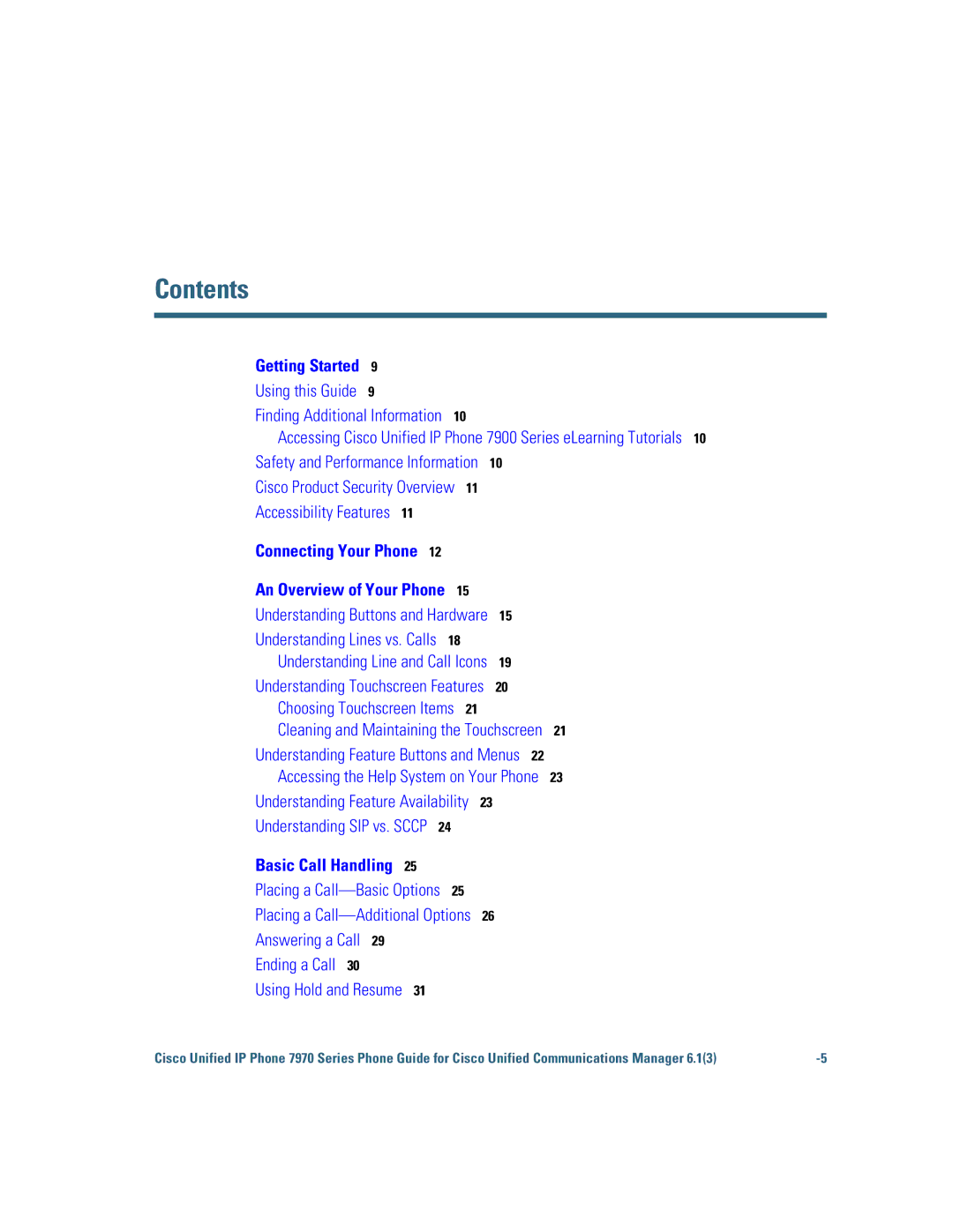 Cisco Systems 7970 Series manual Contents 