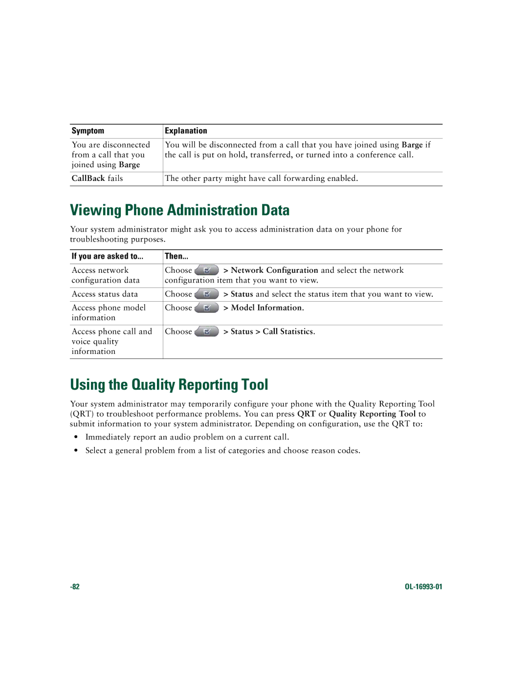 Cisco Systems 7970 Series Viewing Phone Administration Data, Using the Quality Reporting Tool, If you are asked to Then 