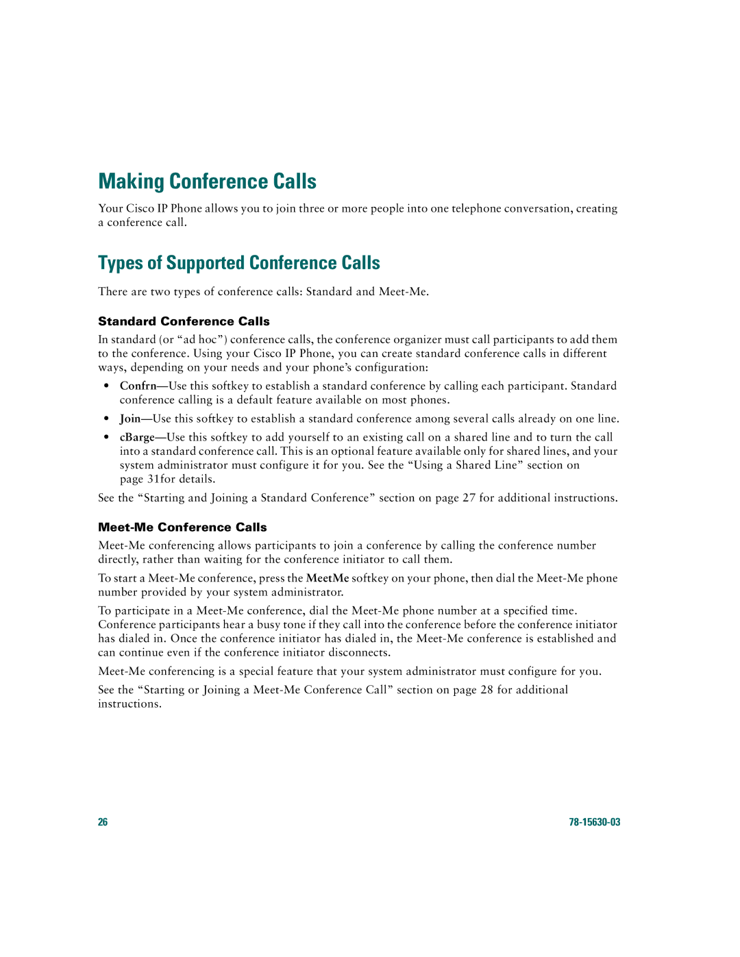 Cisco Systems 7970 warranty Making Conference Calls, Types of Supported Conference Calls, Standard Conference Calls 