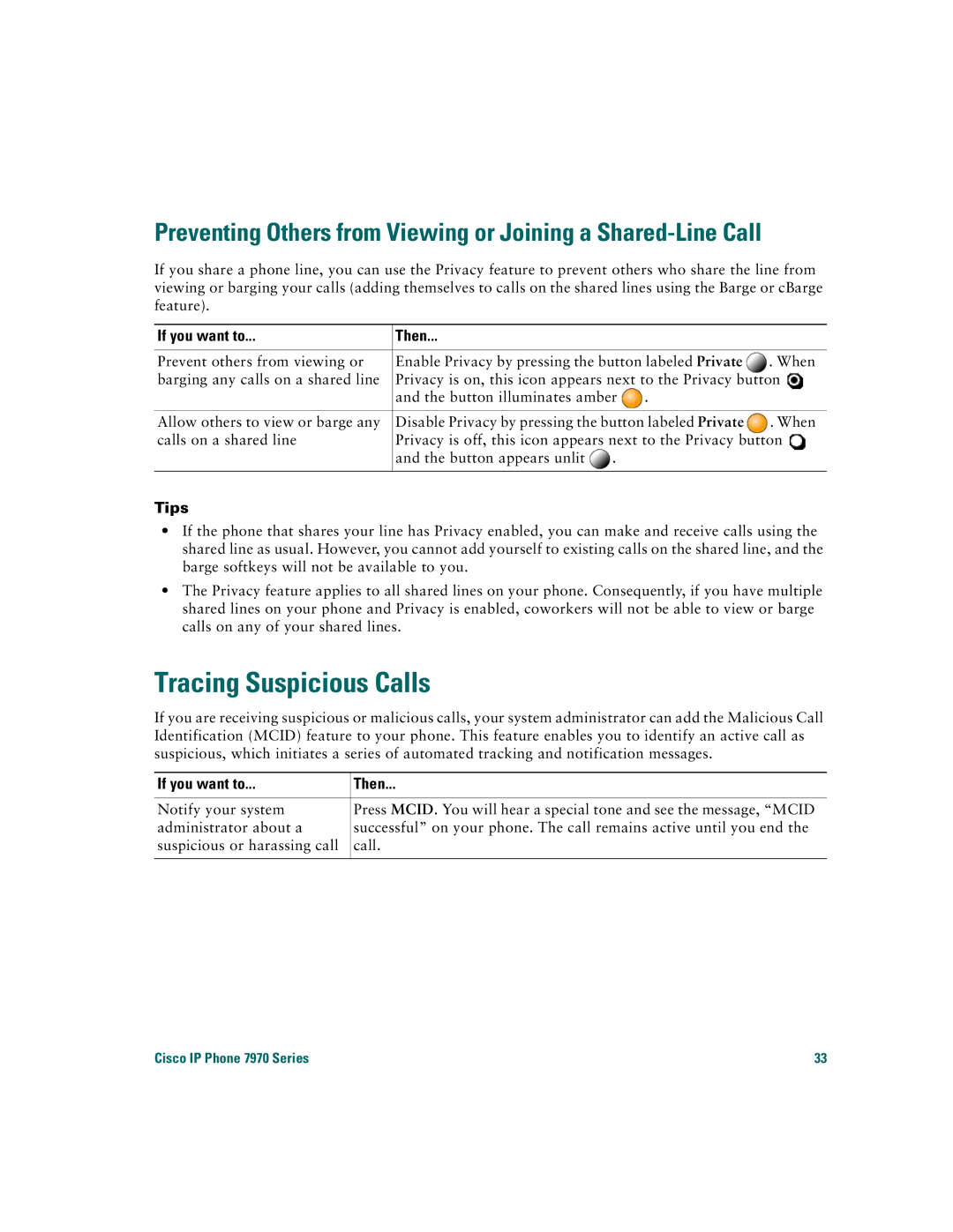 Cisco Systems 7970 warranty Tracing Suspicious Calls 