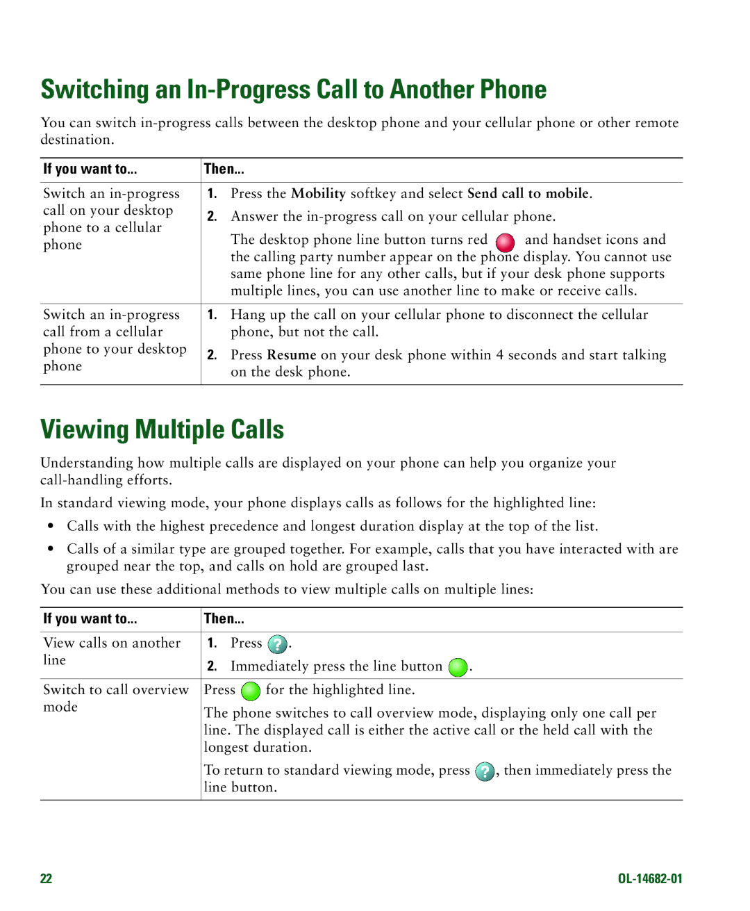 Cisco Systems 7970 manual Switching an In-Progress Call to Another Phone, Viewing Multiple Calls 