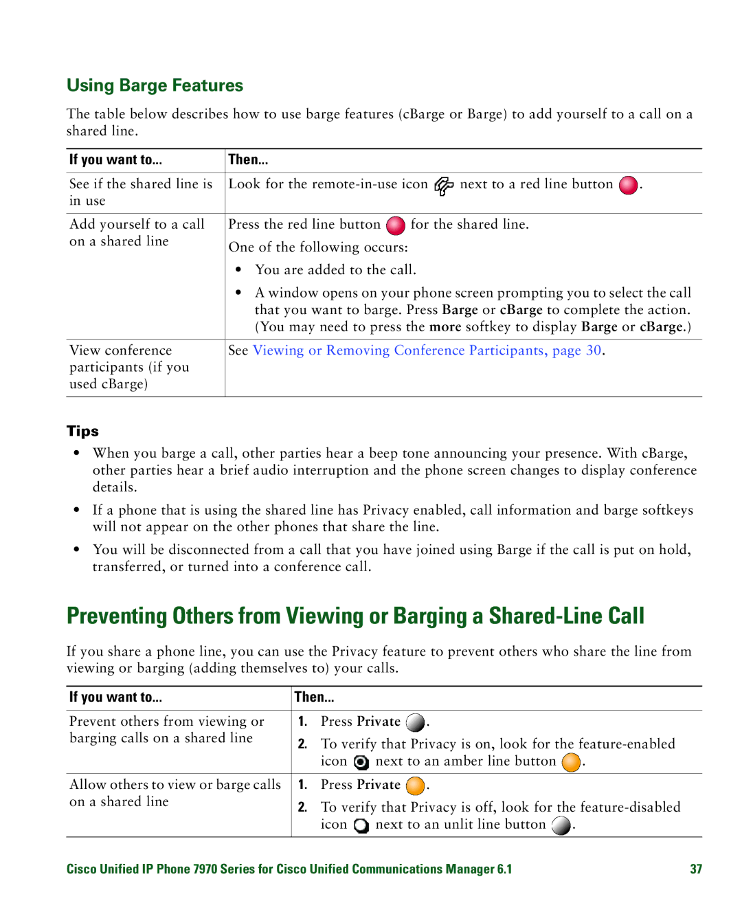 Cisco Systems 7970 manual Using Barge Features, Press Private 