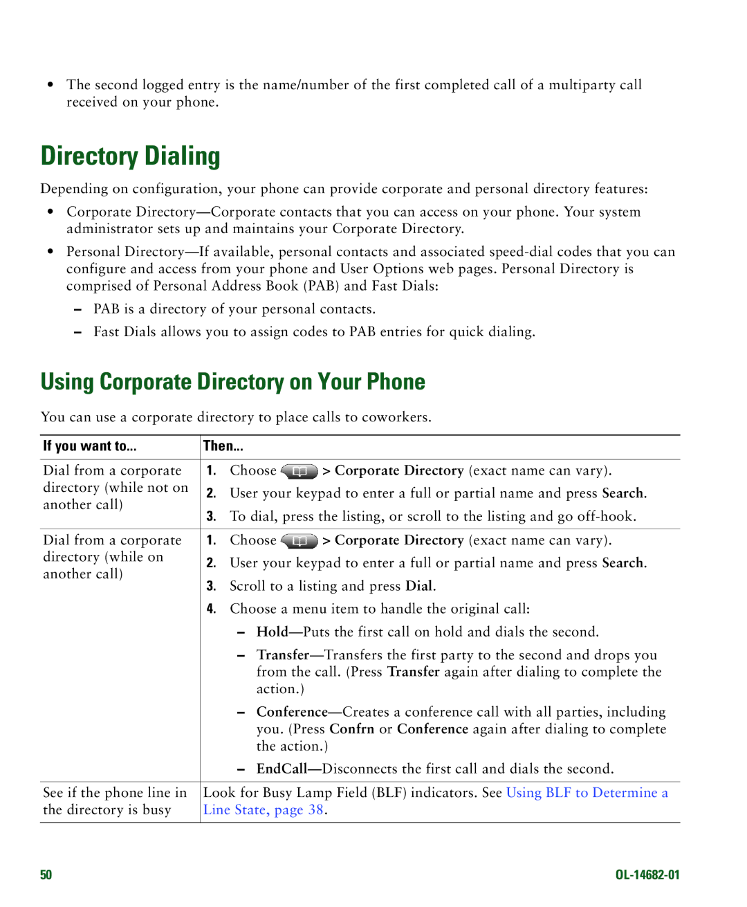 Cisco Systems 7970 Directory Dialing, Using Corporate Directory on Your Phone, Corporate Directory exact name can vary 