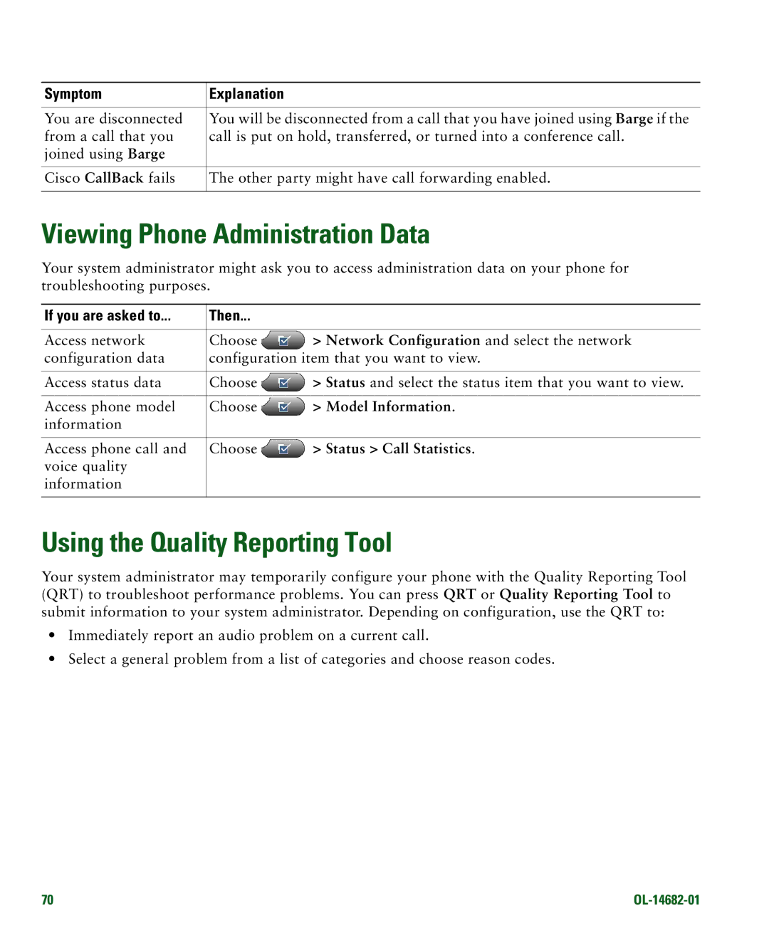 Cisco Systems 7970 manual Viewing Phone Administration Data, Using the Quality Reporting Tool, If you are asked to Then 