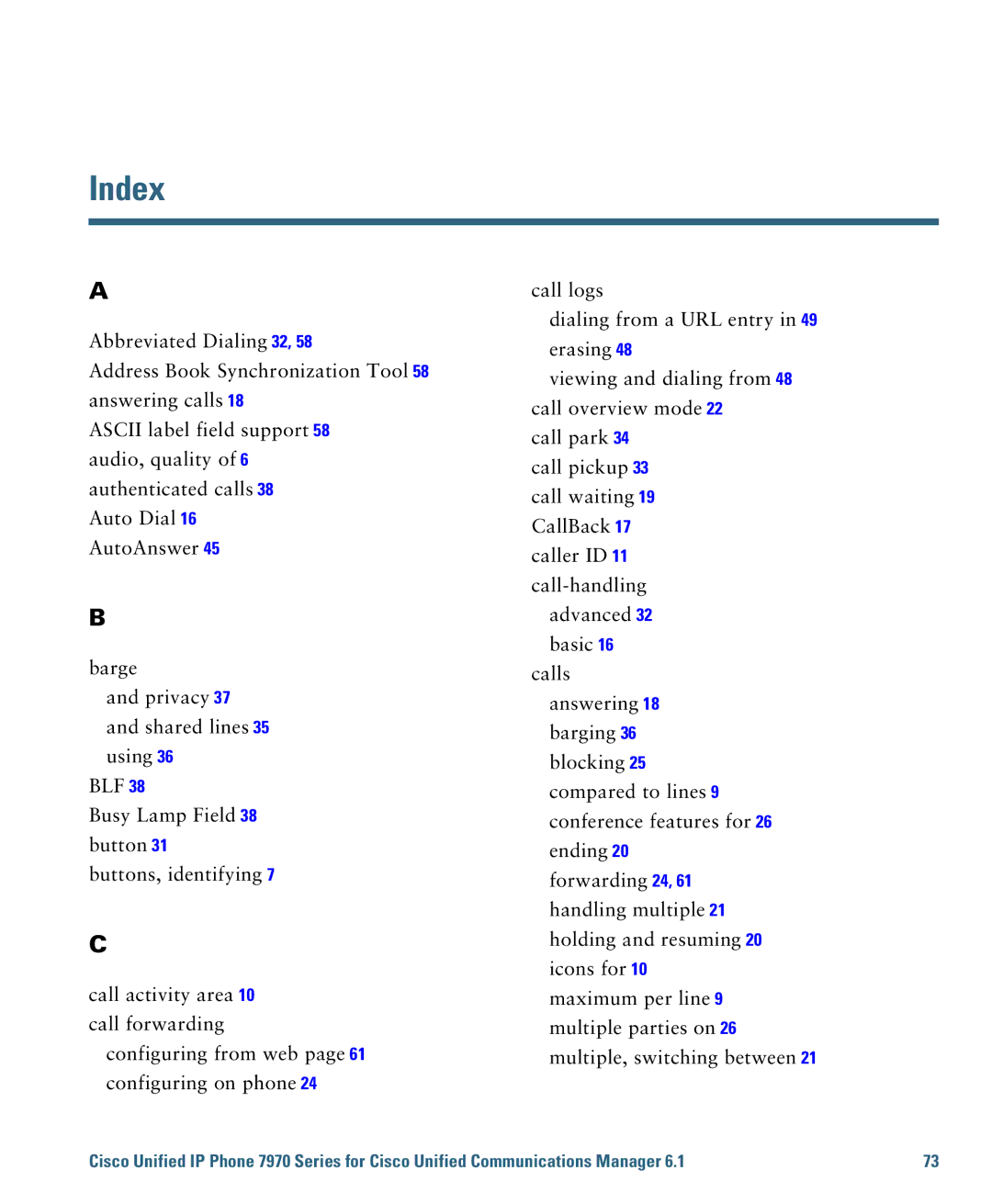 Cisco Systems 7970 manual Index 