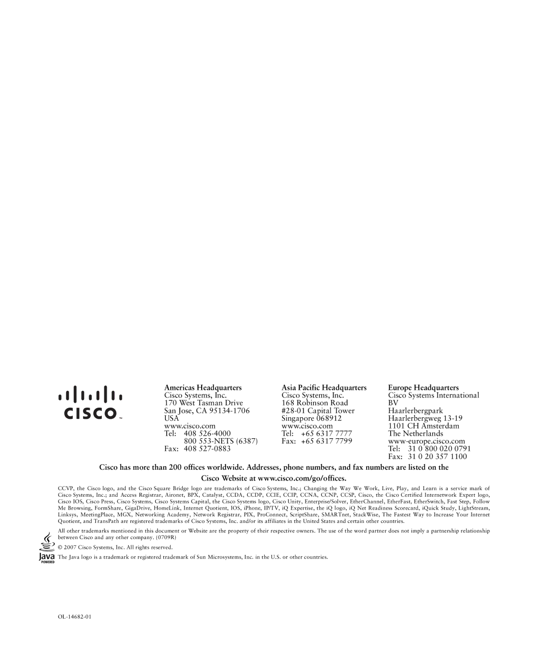 Cisco Systems 7970 manual Usa 