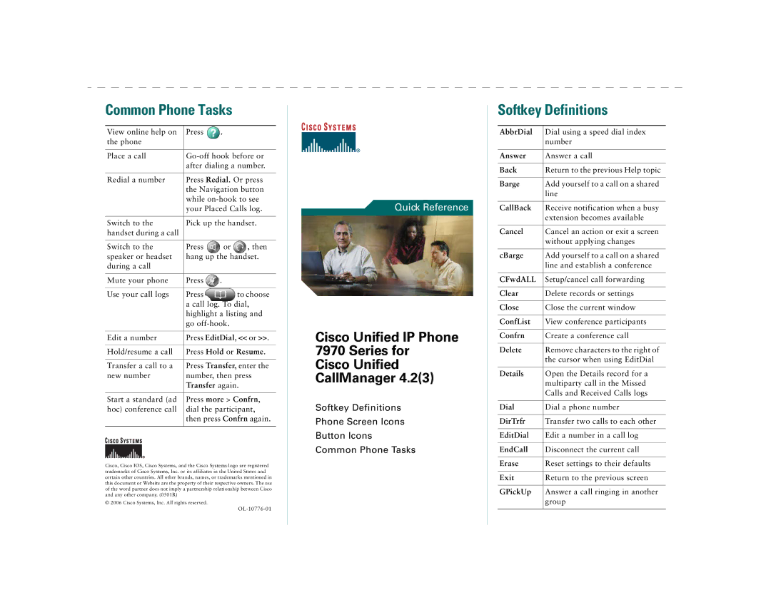 Cisco Systems 7970 warranty Common Phone Tasks 