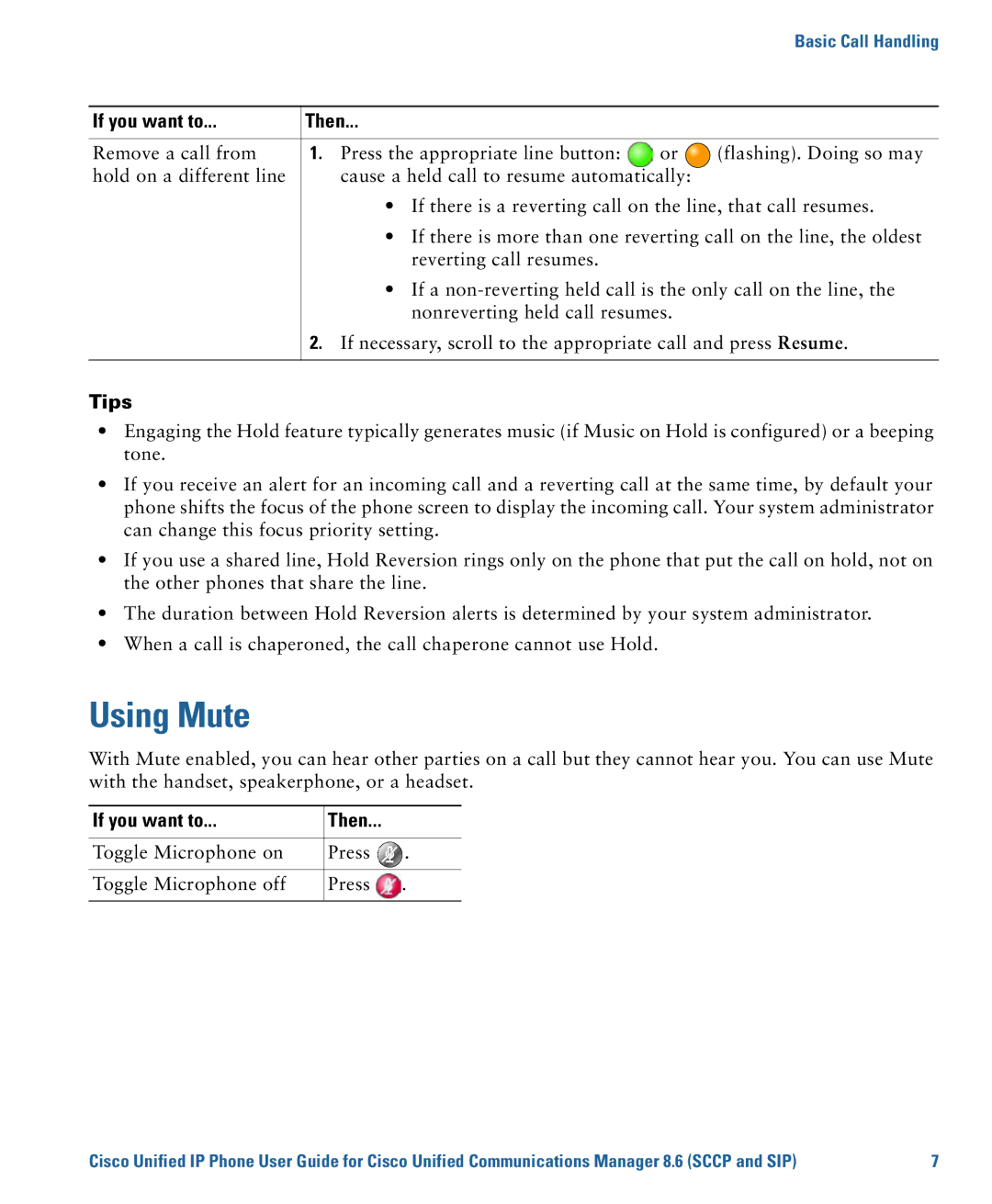 Cisco Systems 7975G, 7970G manual Using Mute, Toggle Microphone on Press Toggle Microphone off 