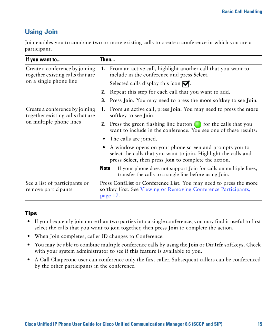 Cisco Systems 7975G, 7970G manual Using Join 