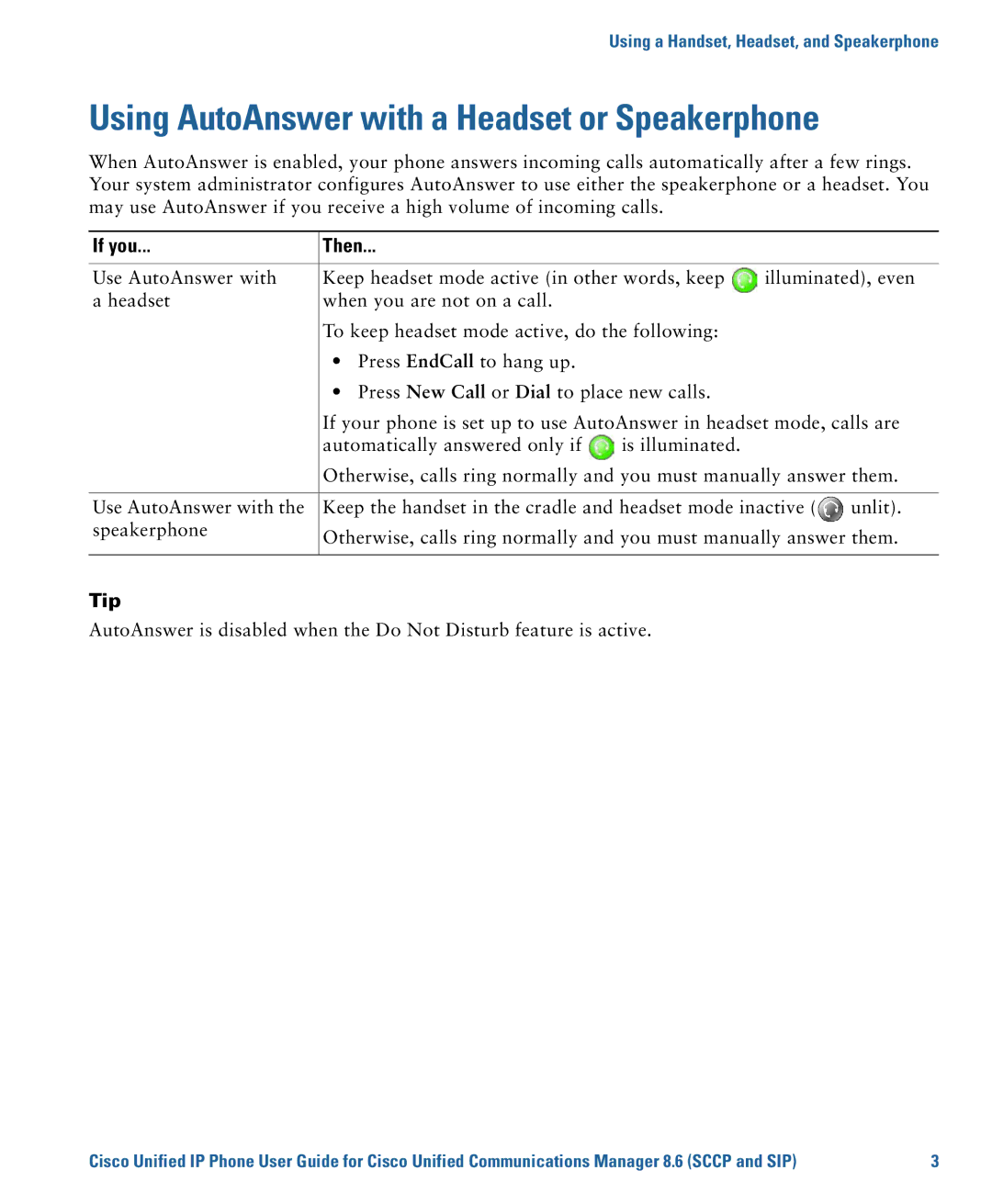 Cisco Systems 7975G, 7970G manual Using AutoAnswer with a Headset or Speakerphone, If you Then 