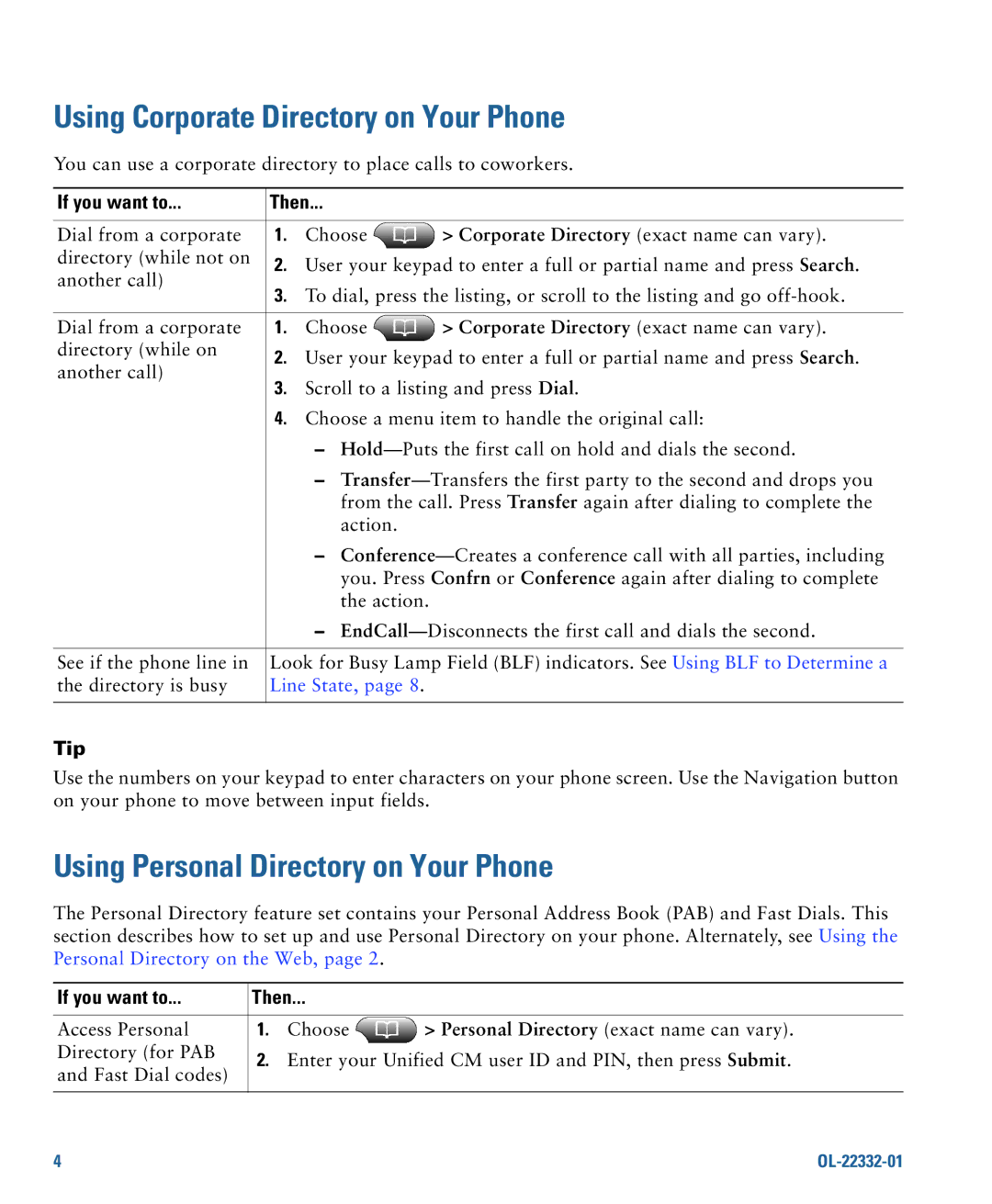 Cisco Systems 7970G, 7975G manual Using Corporate Directory on Your Phone, Using Personal Directory on Your Phone 