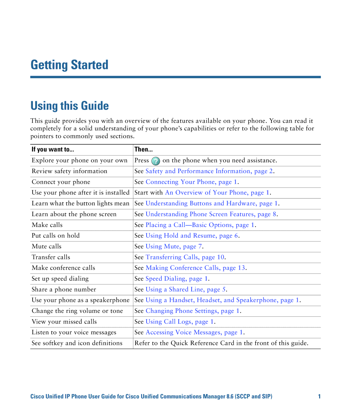 Cisco Systems 7975G, 7970G manual Getting Started, Using this Guide, If you want to Then 