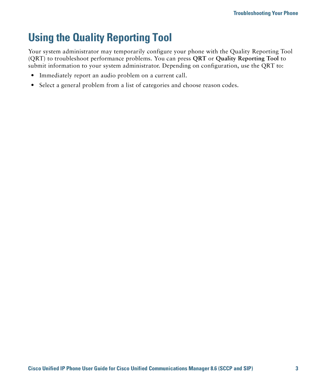 Cisco Systems 7975G, 7970G manual Using the Quality Reporting Tool 