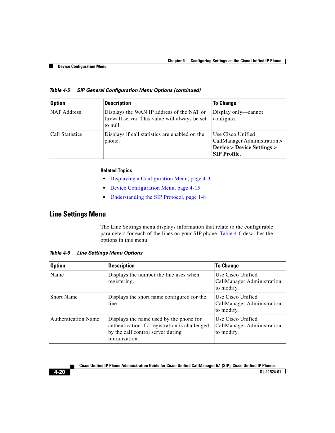 Cisco Systems 7970G manual Line Settings Menu 