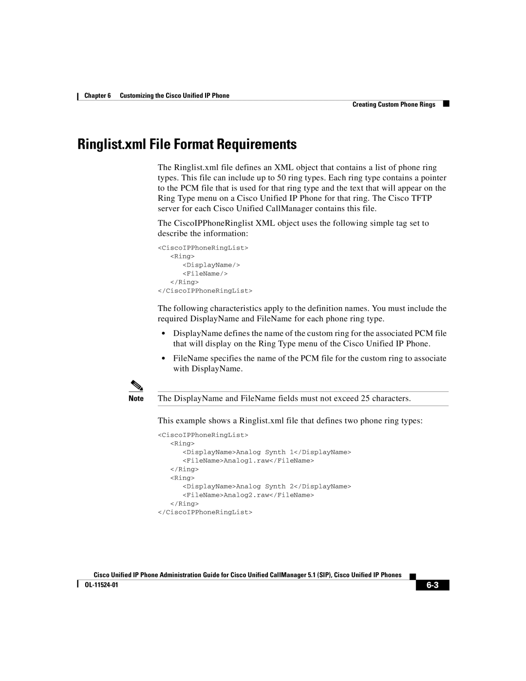 Cisco Systems 7970G manual Ringlist.xml File Format Requirements 