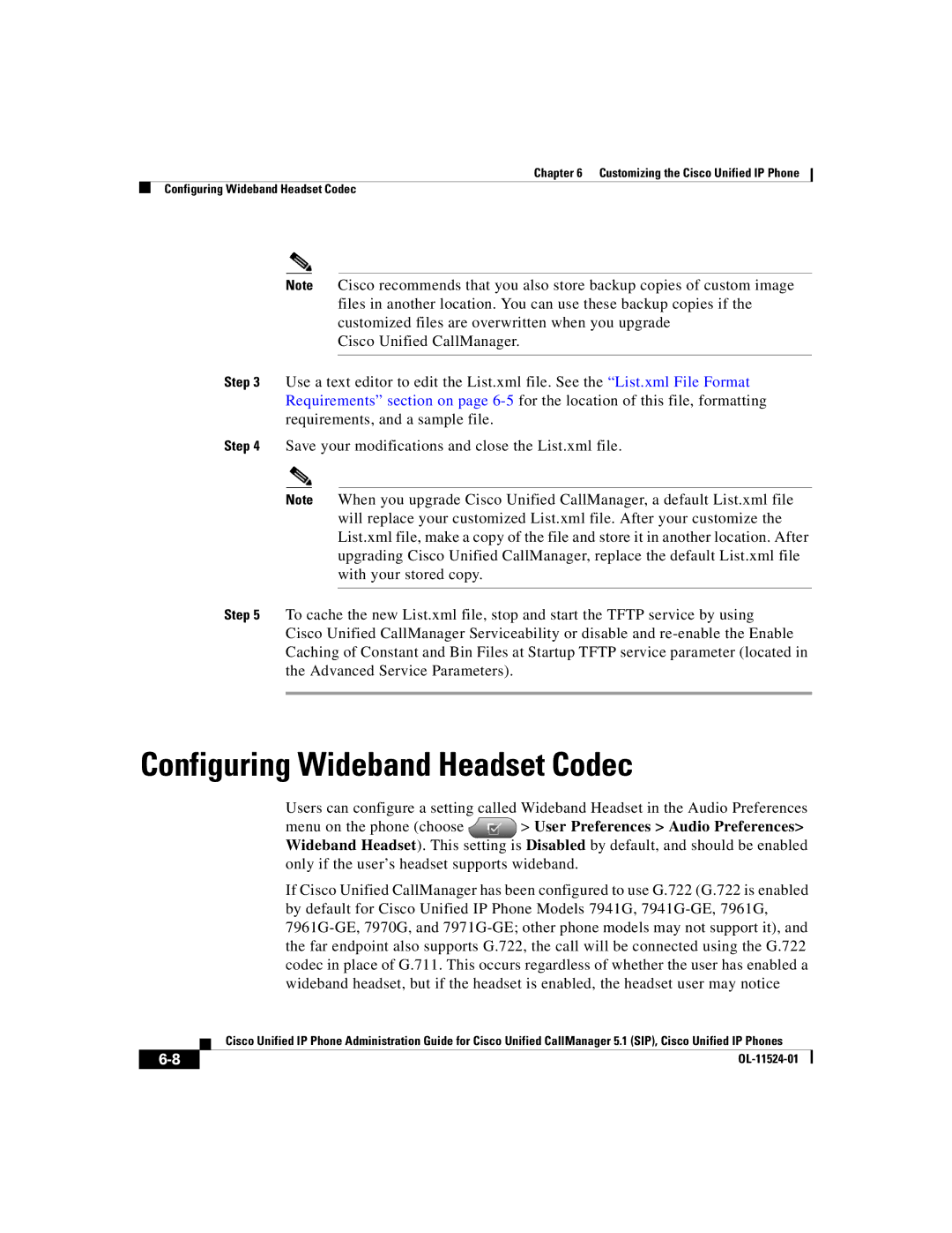 Cisco Systems 7970G manual Configuring Wideband Headset Codec 