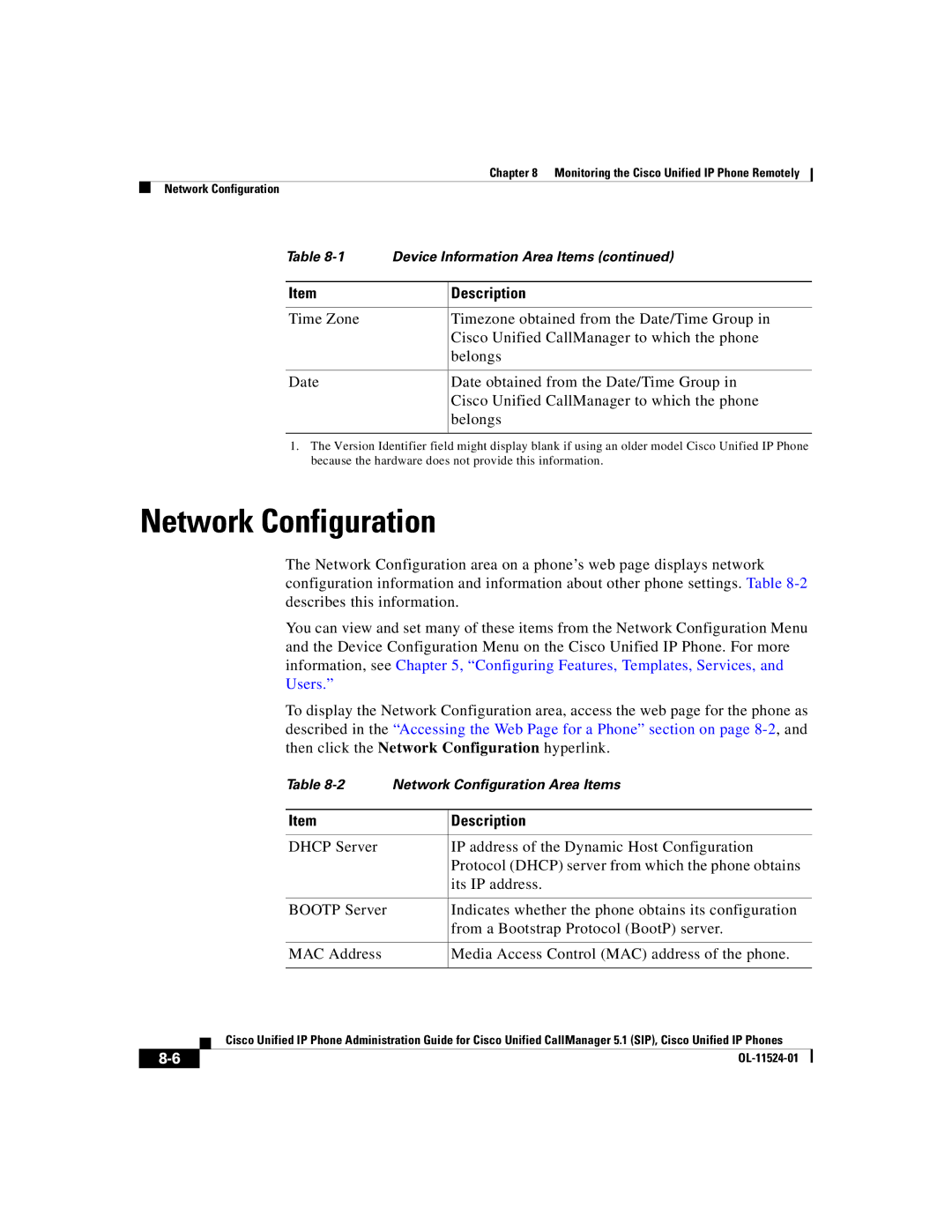 Cisco Systems 7970G manual Network Configuration 