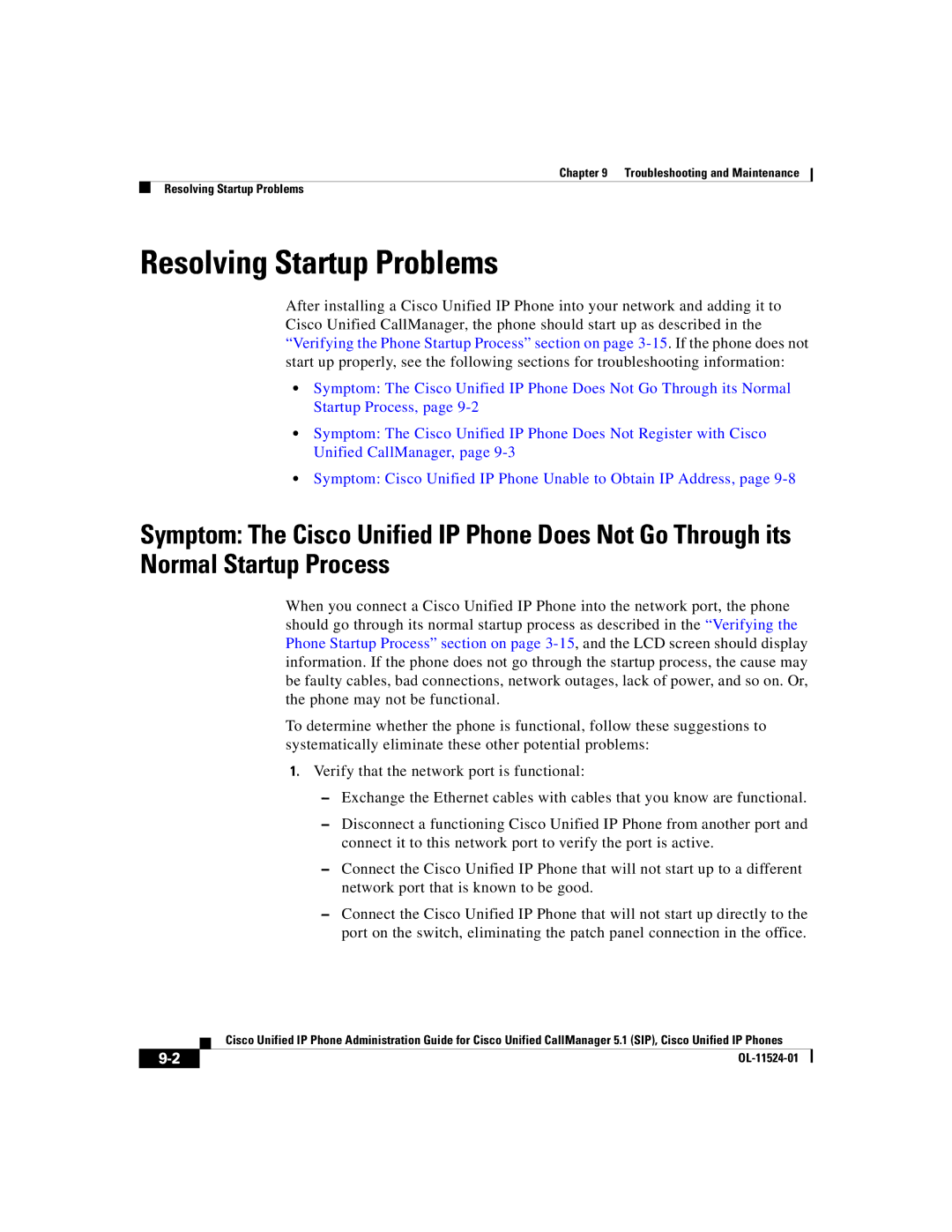 Cisco Systems 7970G manual Resolving Startup Problems 