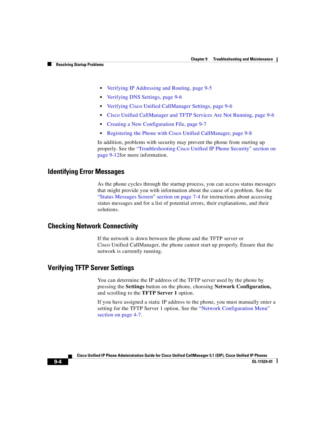 Cisco Systems 7970G manual Identifying Error Messages 