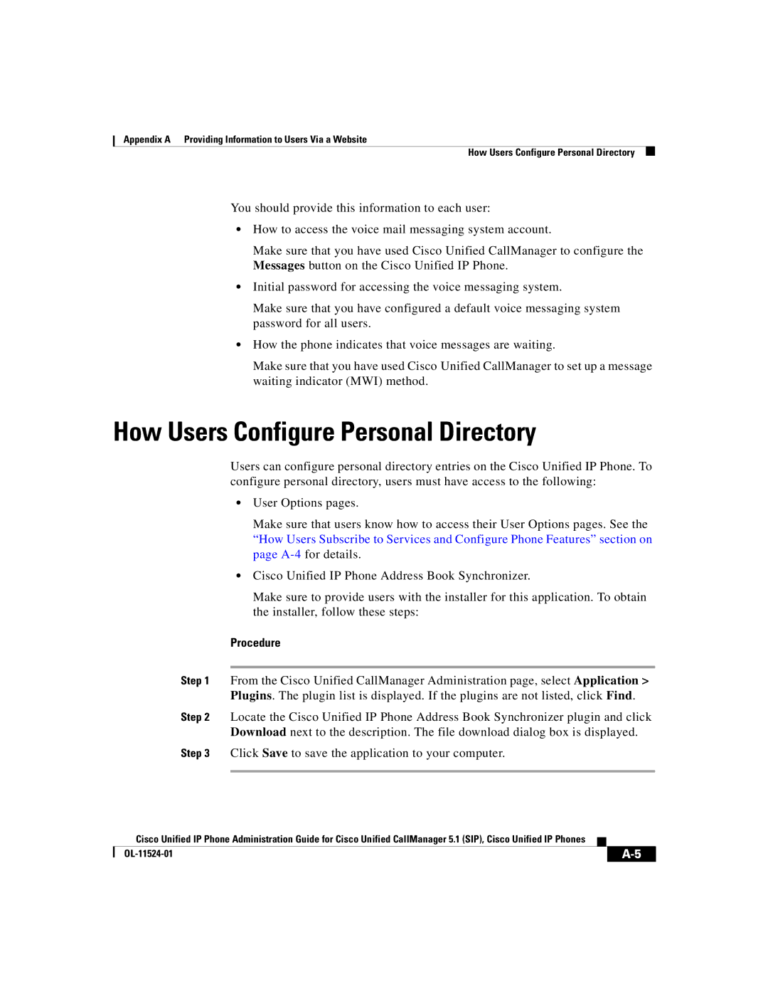 Cisco Systems 7970G manual How Users Configure Personal Directory, Procedure 